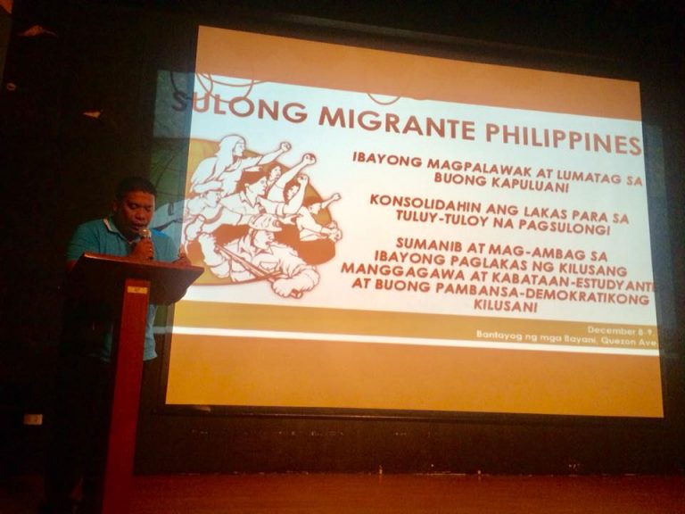 Mensahe ng Pakikiisa ng Migrante-Europe para sa Asembliya ng Pagkakatatag ng Migrante-Philippines