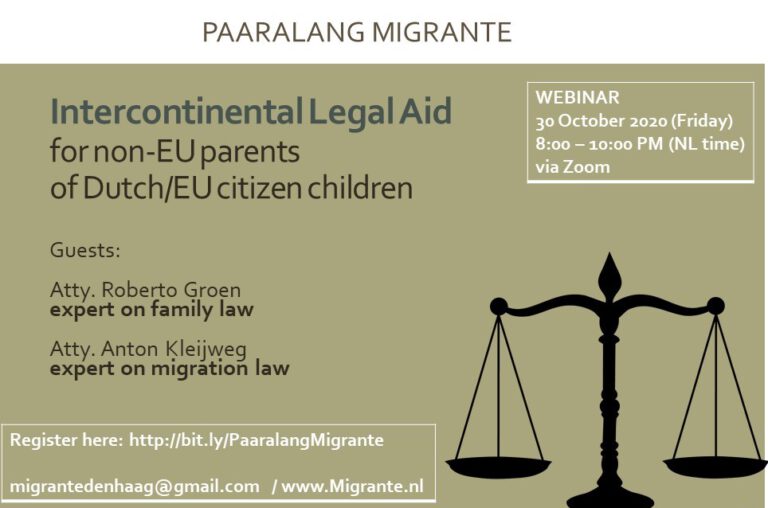 Paaralang Migrante: Webinar on Intercontinental Legal Aid for Non-EU Parent of Dutch/EU child/ren