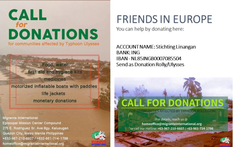 Call for Donation: for Filipino Families Affected by Storms Goni & Vamco